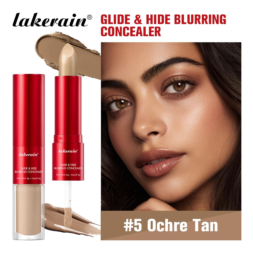 2 In 1 Glide & Hide Blurring Concealer Long-Lasting Full Coverage Foundation Waterproof Liquid Female Makeup for All Skin Types