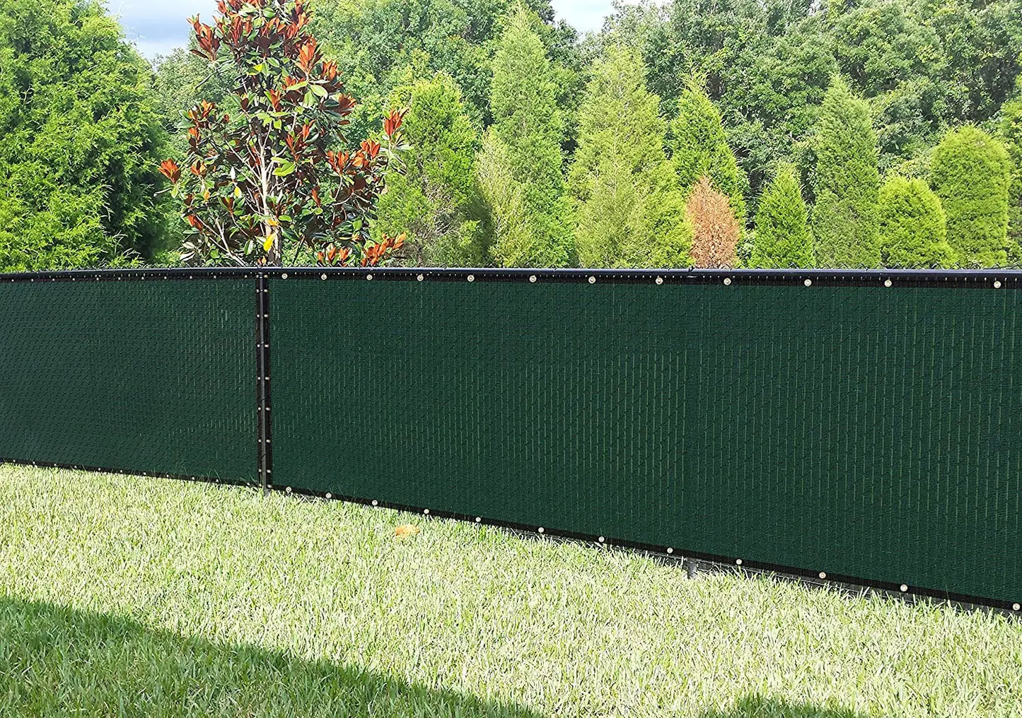 Dark Green Fence Privacy Screen Windscreen Cover Fabric Shade Tarp Netting Mesh Cloth for for Outdoor Fence Backyard, Patio