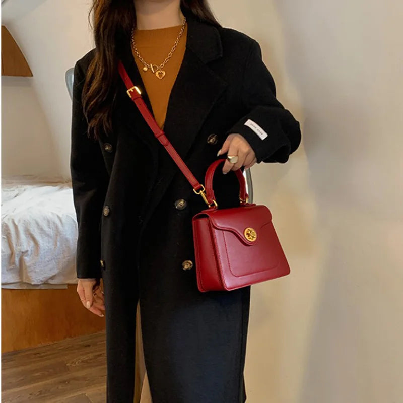 Luxury Handbag New PU Material Square Bag French Style Elegant Retro Single Shoulder Crossbody Bag Wedding Banquet Commuter