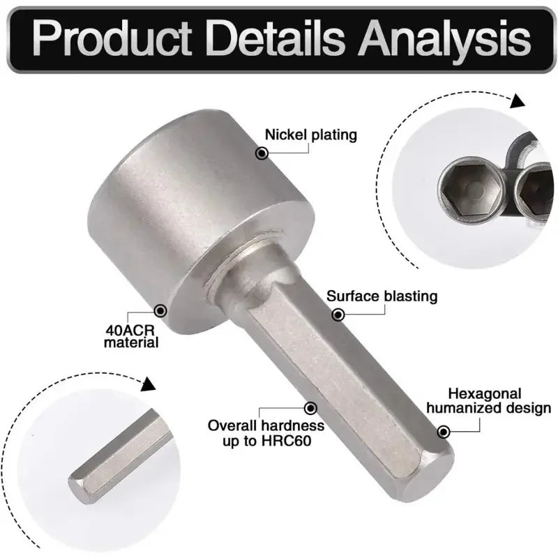 9pcs/set 5mm-13mm Hex Sockets Sleeve Nozzles Nut Driver Set Screwdriver Set Adapter Metric Socket Powerful Drill Bit Tool Wrench