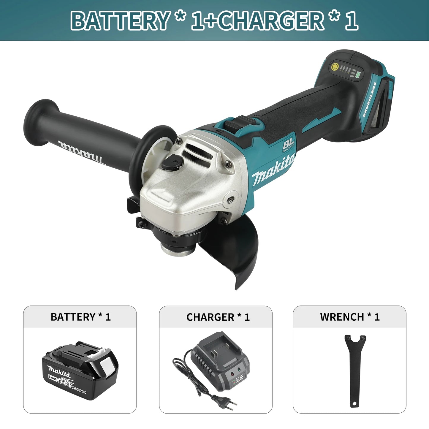 Makita DGA506 18V 125mm Charging Angle Grinder Electric Polishing Machine Brushless Metal Grinding and Cutting Machine