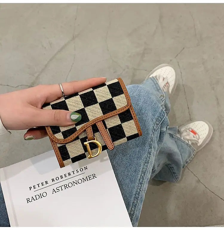 New Black and White Check Exquisite High-End Multi-Card Holder for Women