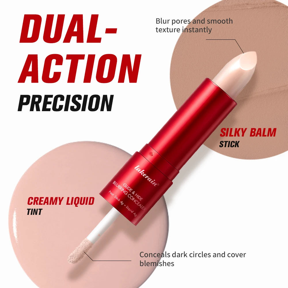 2 In 1 Glide & Hide Blurring Concealer Long-Lasting Full Coverage Foundation Waterproof Liquid Female Makeup for All Skin Types