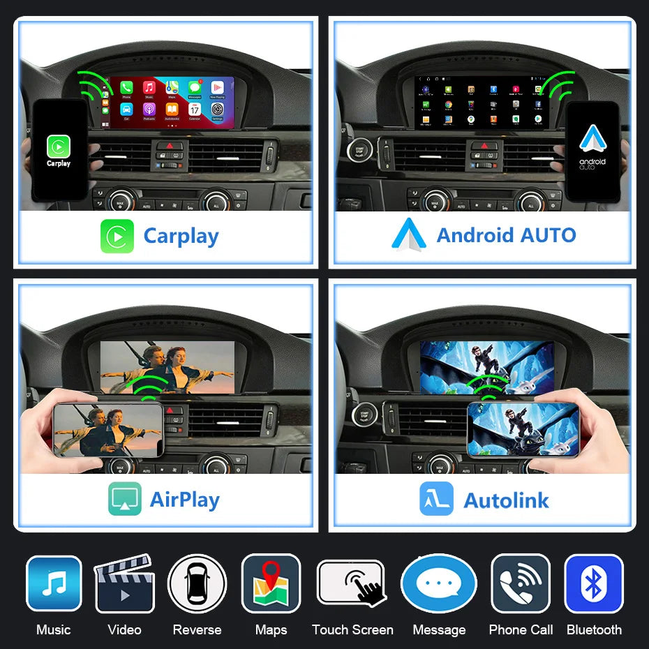 8.8" Car Multimedia linux Screen Carplay Android Auto For BMW 5/3 Series E60 E61 E63 E64 E90 E91 E92 2004-2012 autolink airplay