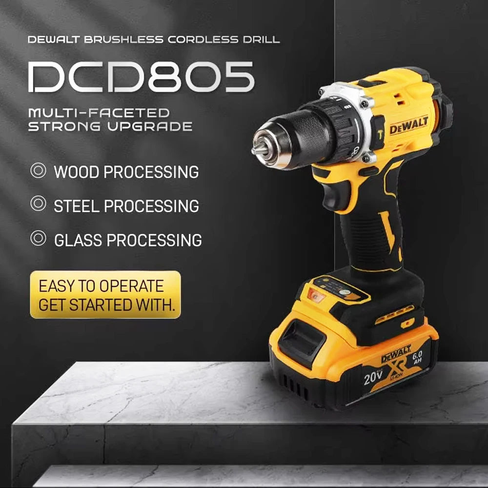 DEWALT Lithium Battery 20V Rechargeable Brushless Compact Electric Screwdriver Hand Drill Impact Drill DCD805