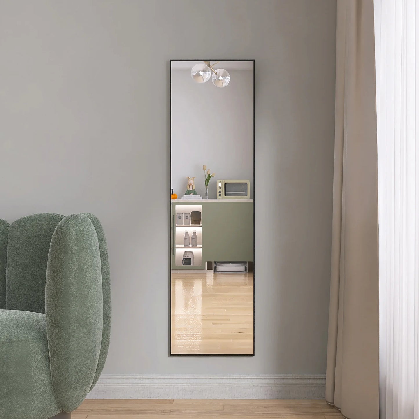 Comanlai Large Floor Mirror,HD Rectangle Full Body Mirror,Tempered Glass Standing Mirror with Aluminium Alloy Frame for Bathroom