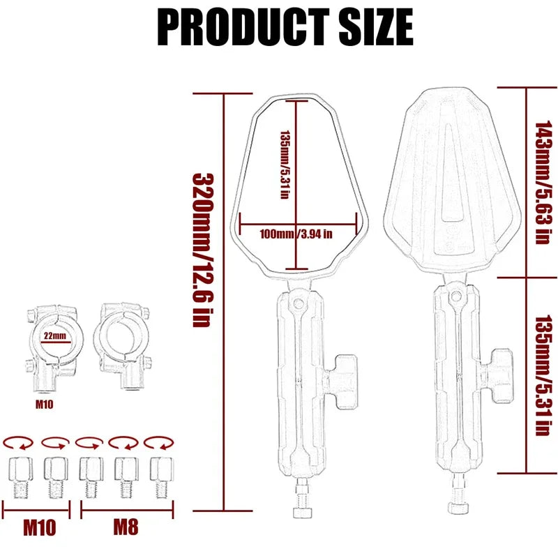 Universal Motorcycle Mirrors Angle FANTIC MV ZERO KYMCO Adjustable Folding Handlebar Side Mirror Adventure Dirt Street Bike ATV