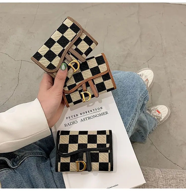 New Black and White Check Exquisite High-End Multi-Card Holder for Women