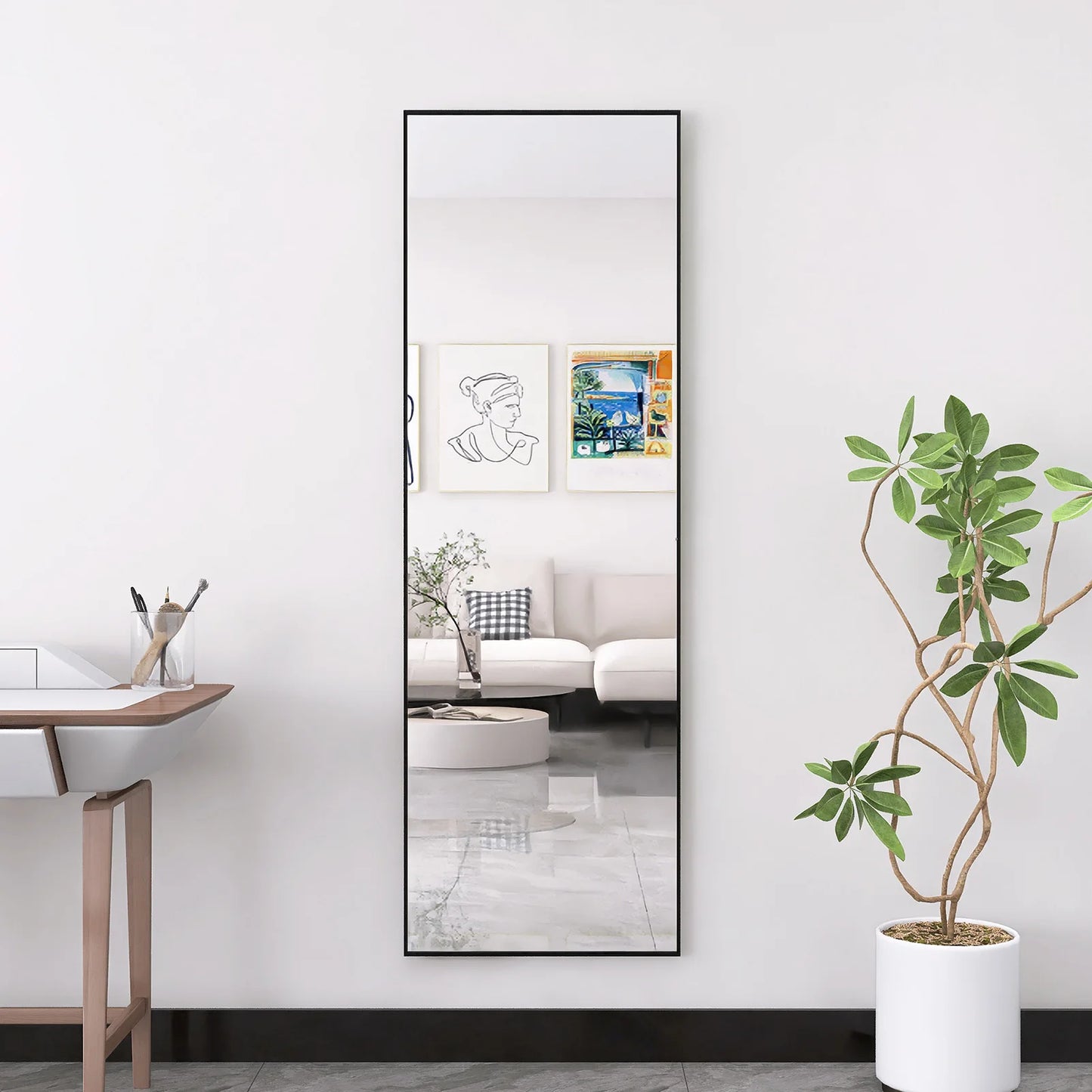 Comanlai Large Floor Mirror,HD Rectangle Full Body Mirror,Tempered Glass Standing Mirror with Aluminium Alloy Frame for Bathroom