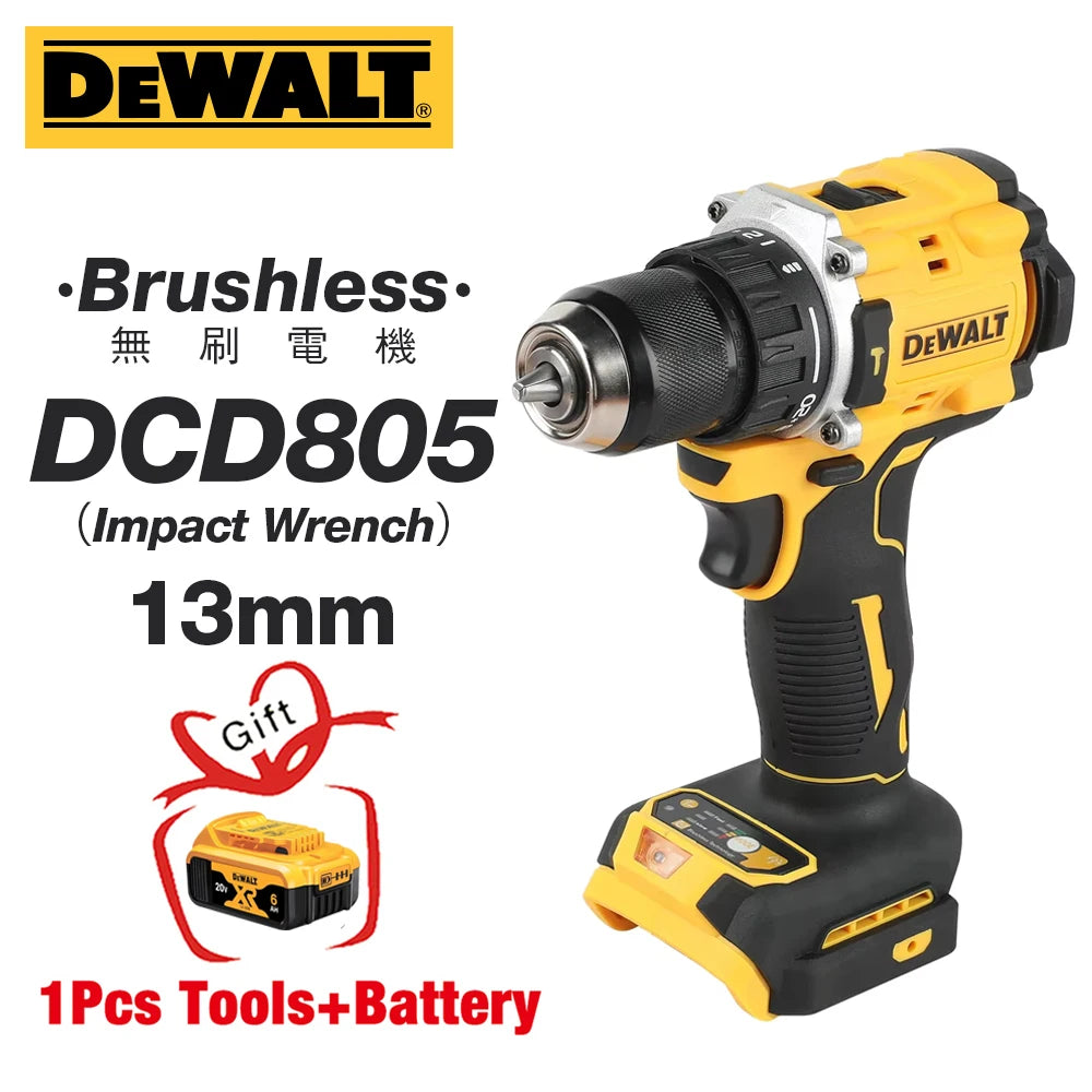 DEWALT Lithium Battery 20V Rechargeable Brushless Compact Electric Screwdriver Hand Drill Impact Drill DCD805
