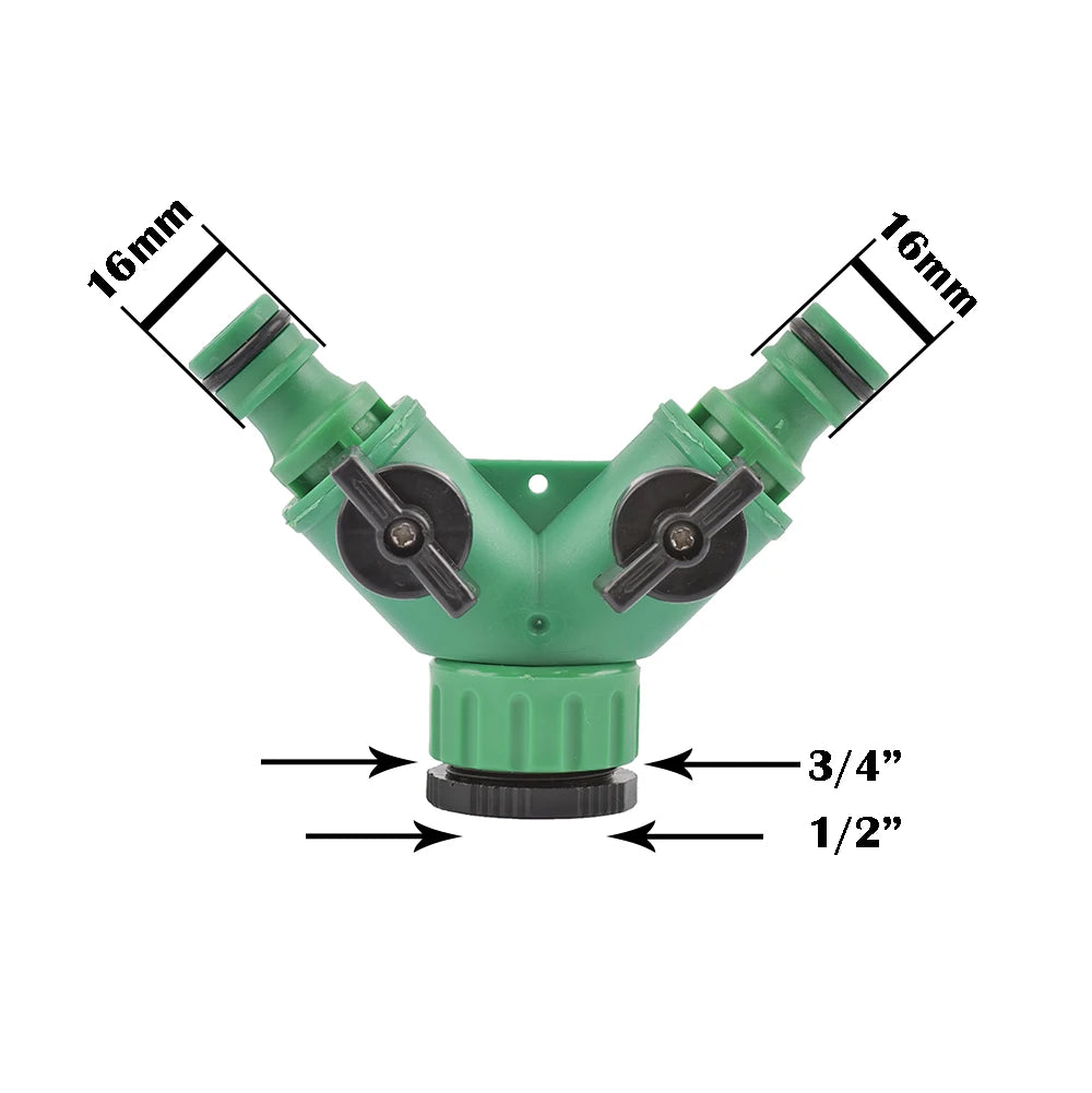 1/2 3/4 Thread 2-way Tap Hose Water Splitter Garden Tap Y Splitter Watering Fittings Adjustable Switch Joints