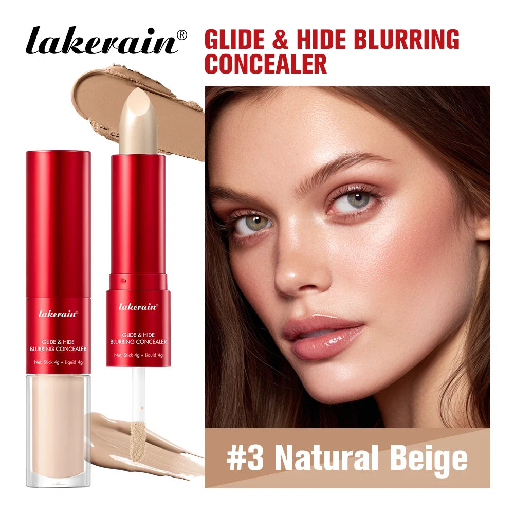 2 In 1 Glide & Hide Blurring Concealer Long-Lasting Full Coverage Foundation Waterproof Liquid Female Makeup for All Skin Types