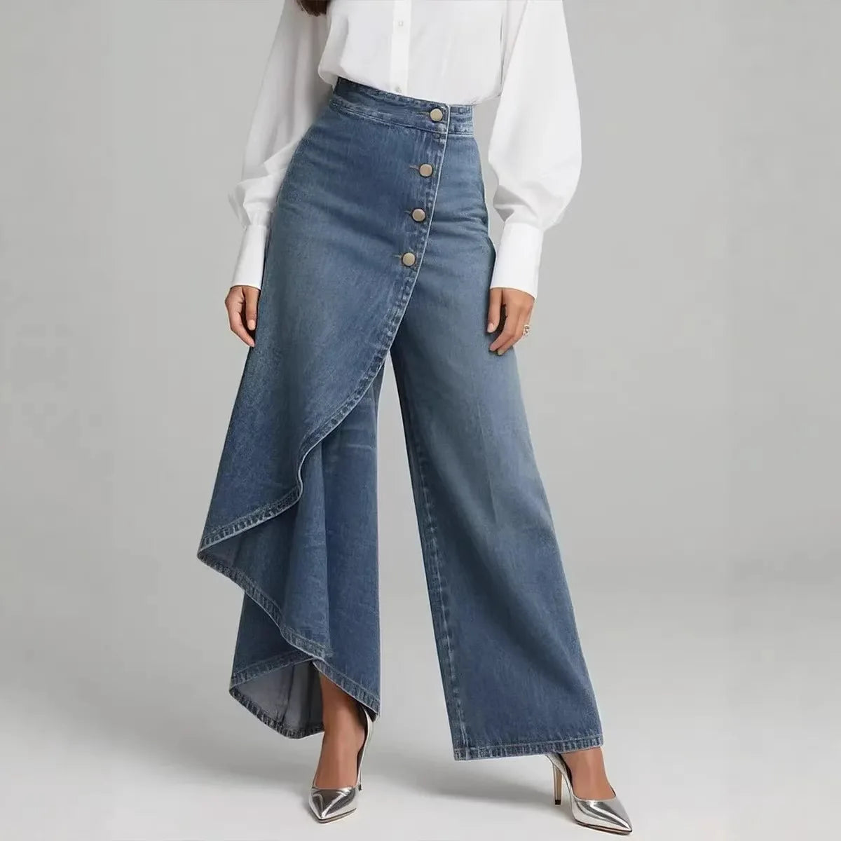 Y2K Pants Spring Summer Fashion Long Solid Color Casual Buckle Loose Wide Leg Pants Women Trousers
