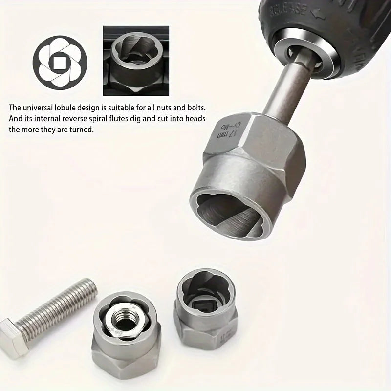 14pcs Damaged Lmpact Socket Set, Nut And Bolt Extractor & Remover-Chrome Molybdenum Steel Extractors With Storage Box