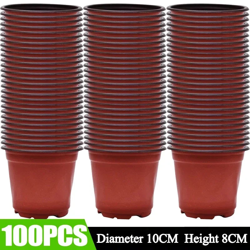 100/20x Flexible Plant Nursery Pots Red and Black Seed Starting Pots Succulents Seedlings Cuttings Transplant Plastic Container