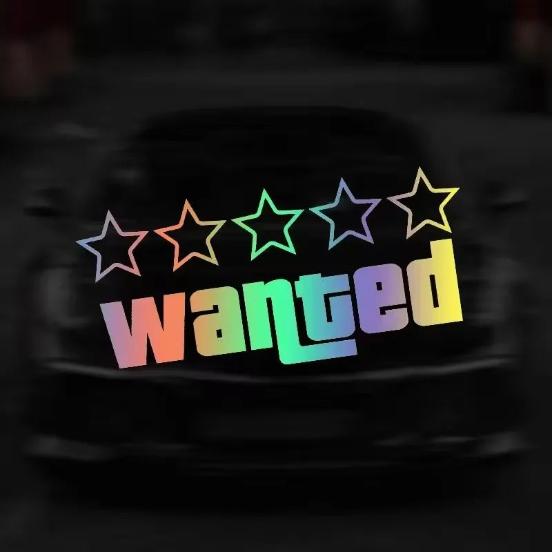 20*9cm Wanted Reflective Laser Car Sticker 3D Auto Sticker and Decals Reflective Car Decal Wholesale Car Styling Accessories