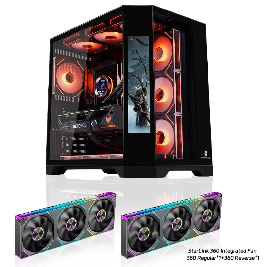 WJCOOLMAN Dreamer PLUS 9.16-inch HD screen PC gaming case sea view room 360 water cooler Computer case gabinetes gamer