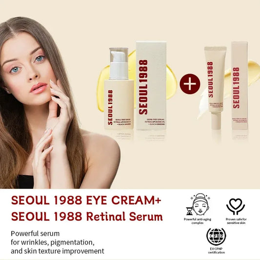 SEOUL 1988 Hydrating Moisturizing Brightening Set Vitamin C Wrinkle Care 4% Retinol Ginseng Face Serum Firm Fine Lines Eye Cream