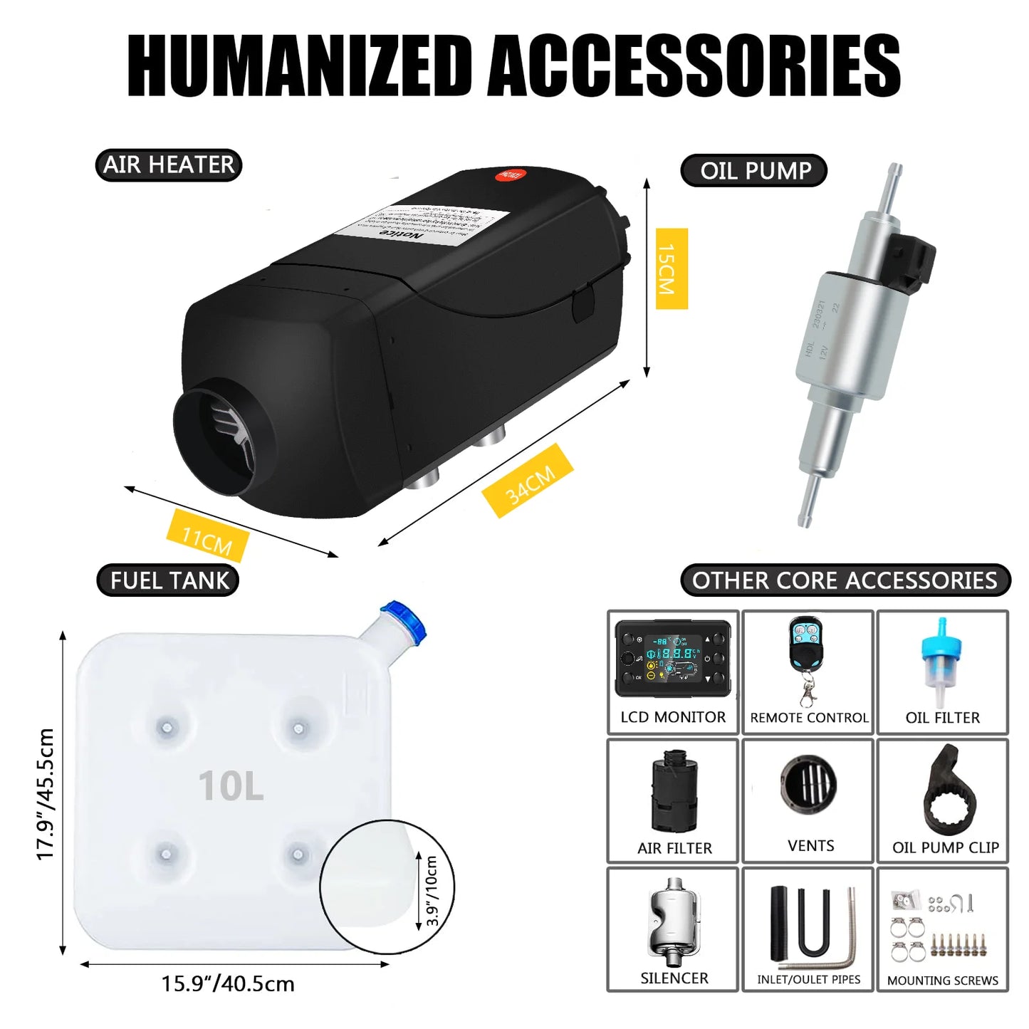 12V/24V Car Heater 2KW/5KW/8KW Diesel Air Heater 6-Buttons LCD Thermostat Parking Heater Fast Heating For Truck Camper Van