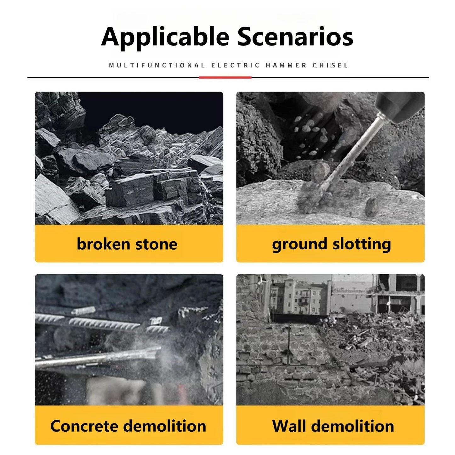 250mm Chisel Set SDS Plus Shank Electric Hammer Drill Bit Point Groove Flat Chisel Masonry Tools for Concrete Brick Wall Rock