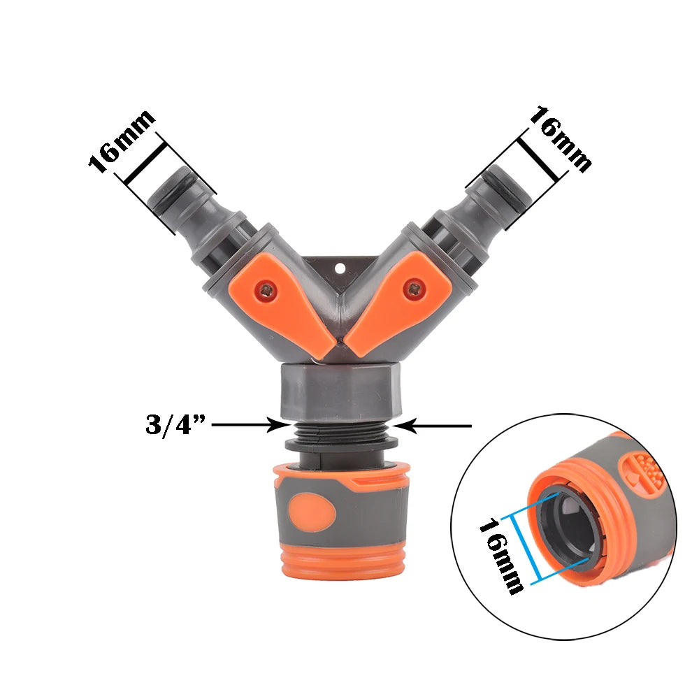 1/2 3/4 Thread 2-way Tap Hose Water Splitter Garden Tap Y Splitter Watering Fittings Adjustable Switch Joints