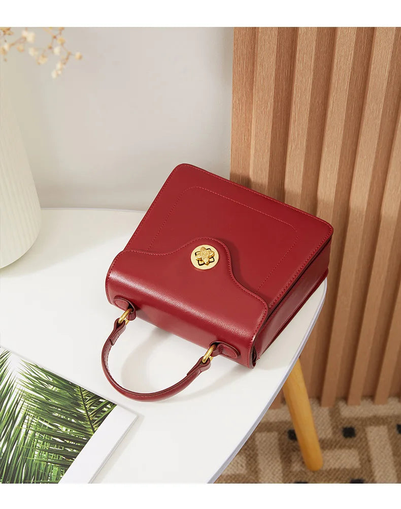 Luxury Handbag New PU Material Square Bag French Style Elegant Retro Single Shoulder Crossbody Bag Wedding Banquet Commuter