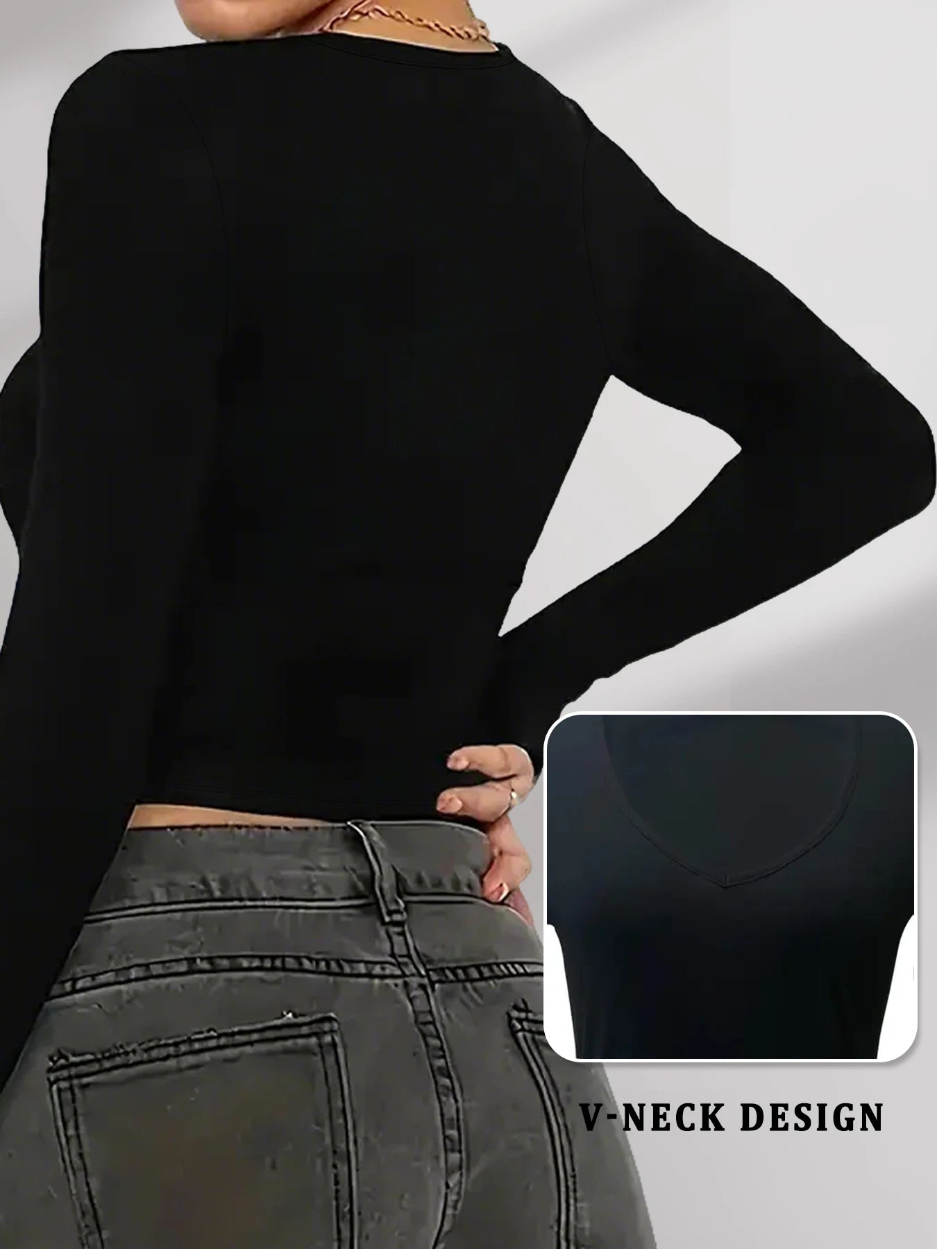 Women's Long Sleeve T-Shirt，High Stretch Super Soft V-Neck，All-Season Fit