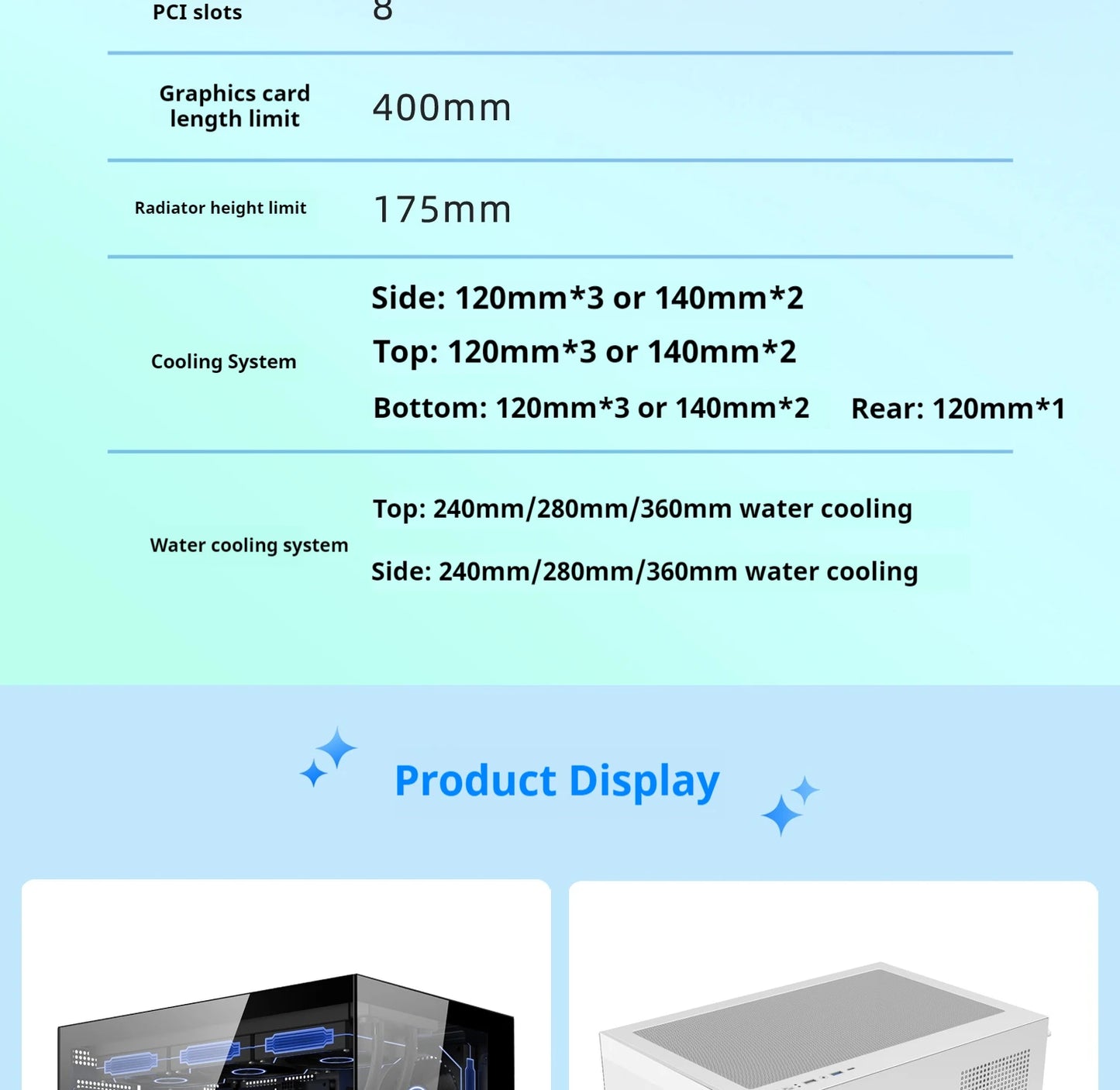 Power train Dreamland PRO ATX motherboard PC gaming 360 water-cooled Sea view room Double-sided glass gaming computer case
