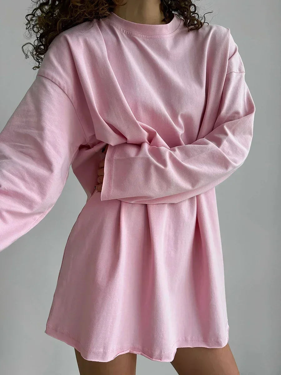 Blubelle Women Autumn 100% Cotton T-shirt Bottoming Spring Basic Fashionable Solid Lady Long Sleeve Loose Tops Shirts