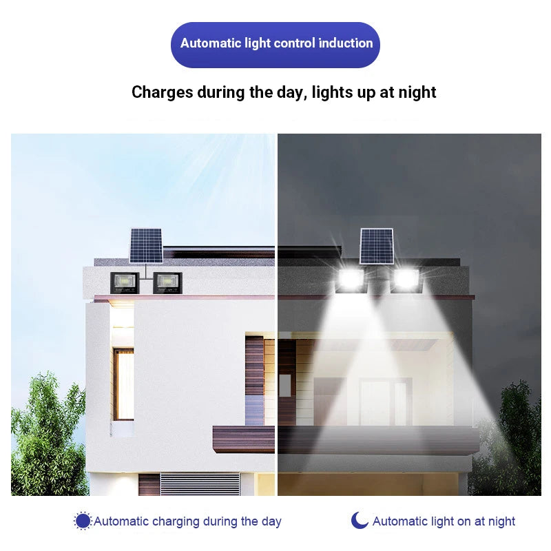 400W Led Solar Light High bright 2 Head Flood Light Waterproof Outdoor Garden wall light with Aluminum solar panel For garden