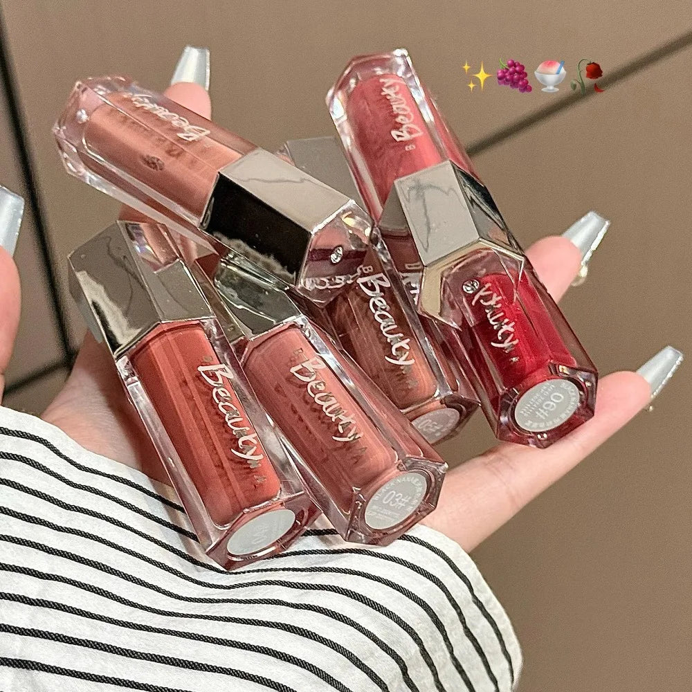 6 Colors Mirror Lip Gloss Glass Mirror Water-light Waterproof Moisturizing Liquid Lipstick Lasting Red Brown Lips Glaze Makeup