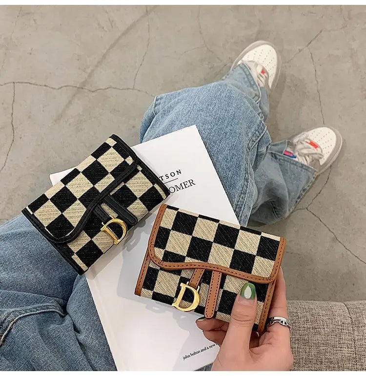 New Black and White Check Exquisite High-End Multi-Card Holder for Women