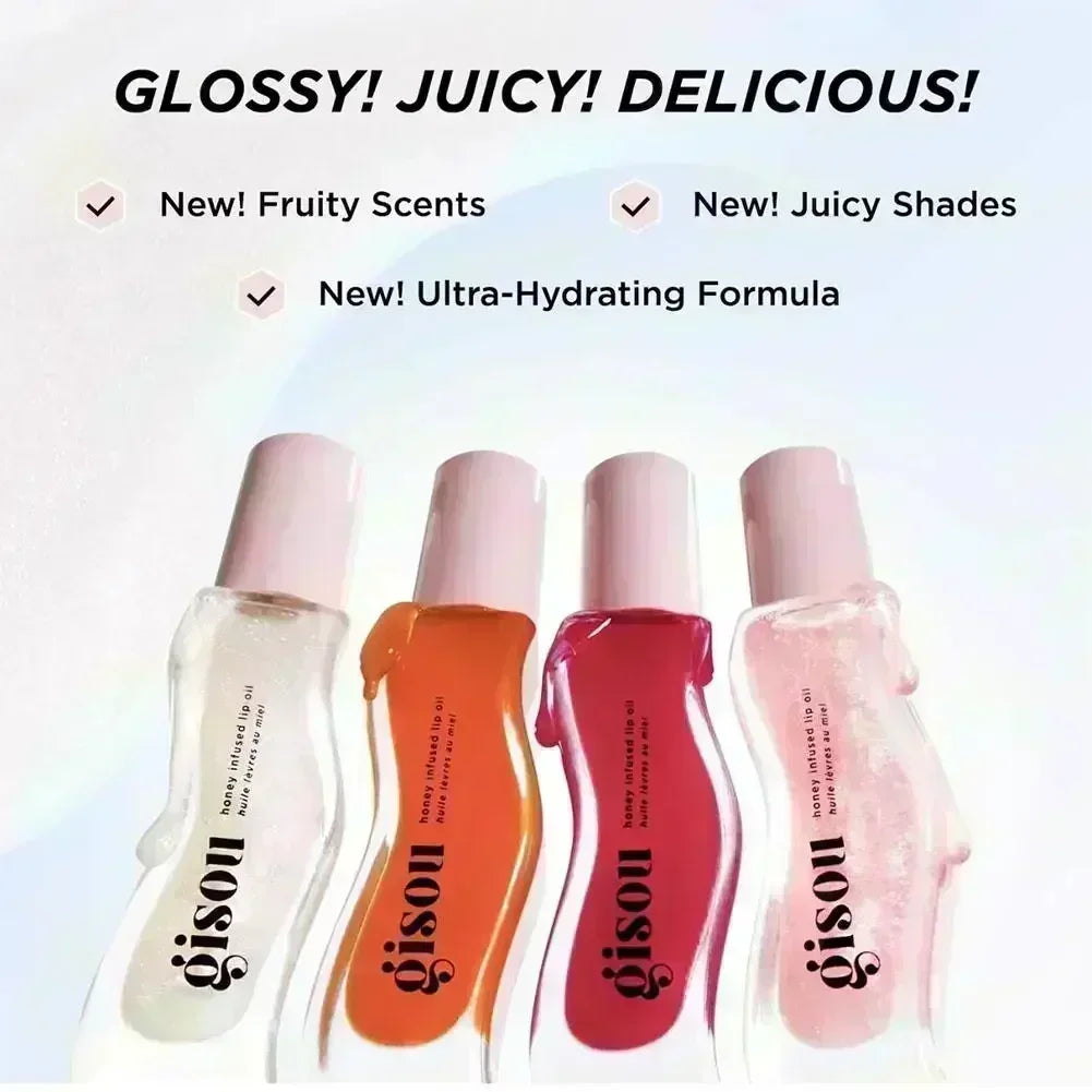 Gisou Moisturizing Glazed Plum Lip Balm Lip Oil Gloss Care Of The Lips Benetitnt For Lips Plumping Exfoliating Plumping Gloss
