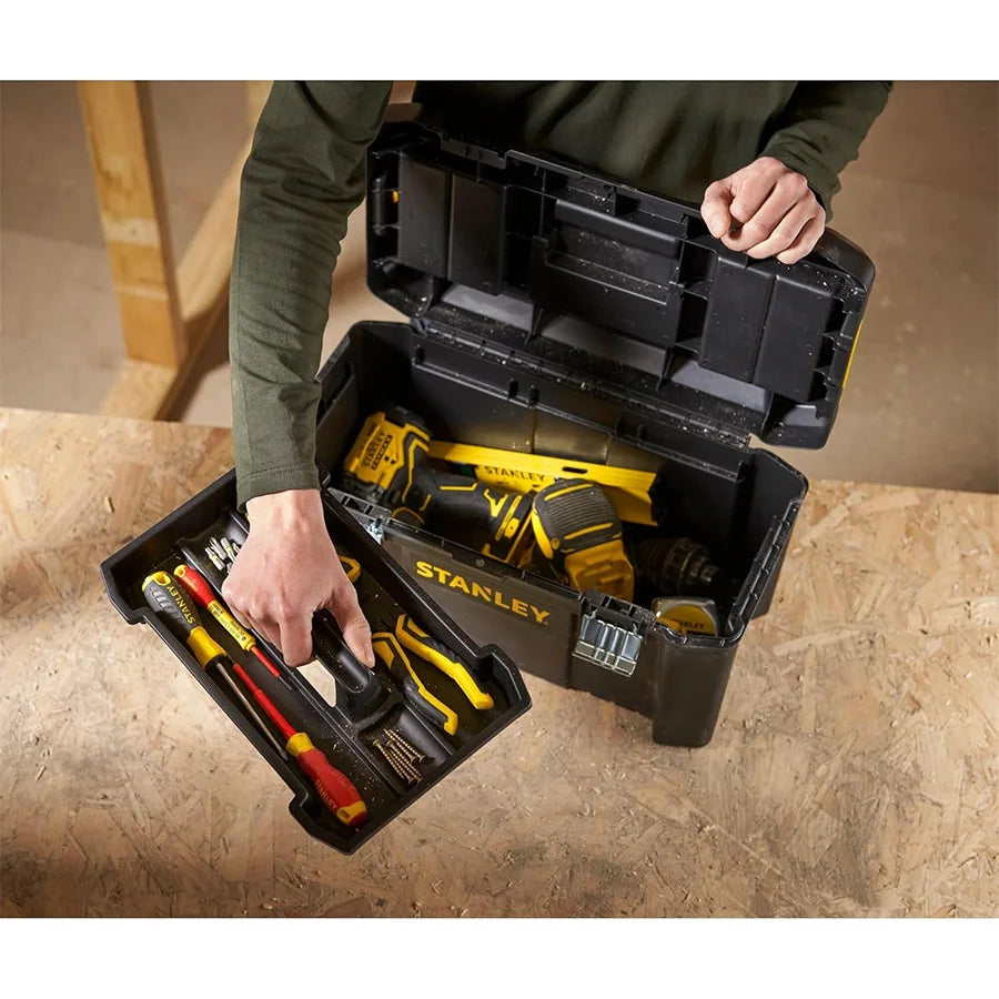 STANLEY Toolbox "Essential 19" 485*250*250 mm Large Size with Metal Latches Tool Storage Case STST1-75521