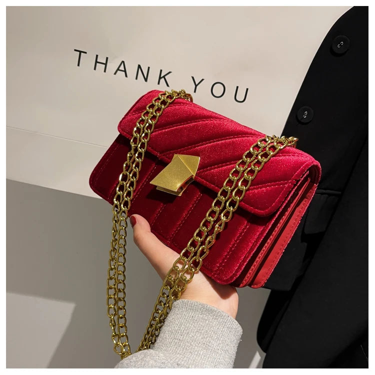 Women Velvet Underarm Bag New Light Luxury Simple One Shoulder Crossbody Bag Korean Fashionable Suede Versatile Small Square Bag