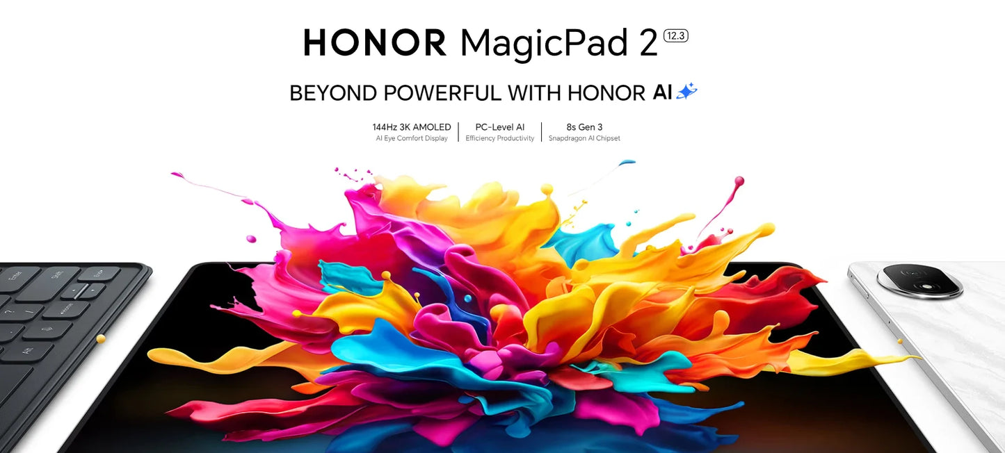 HONOR MagicPad 2 EU Version tablet android 12.3" OLED Screen  Snapdragon 8s Gen 3 CPU 13MP Rear Camera 10050mAh Battery
