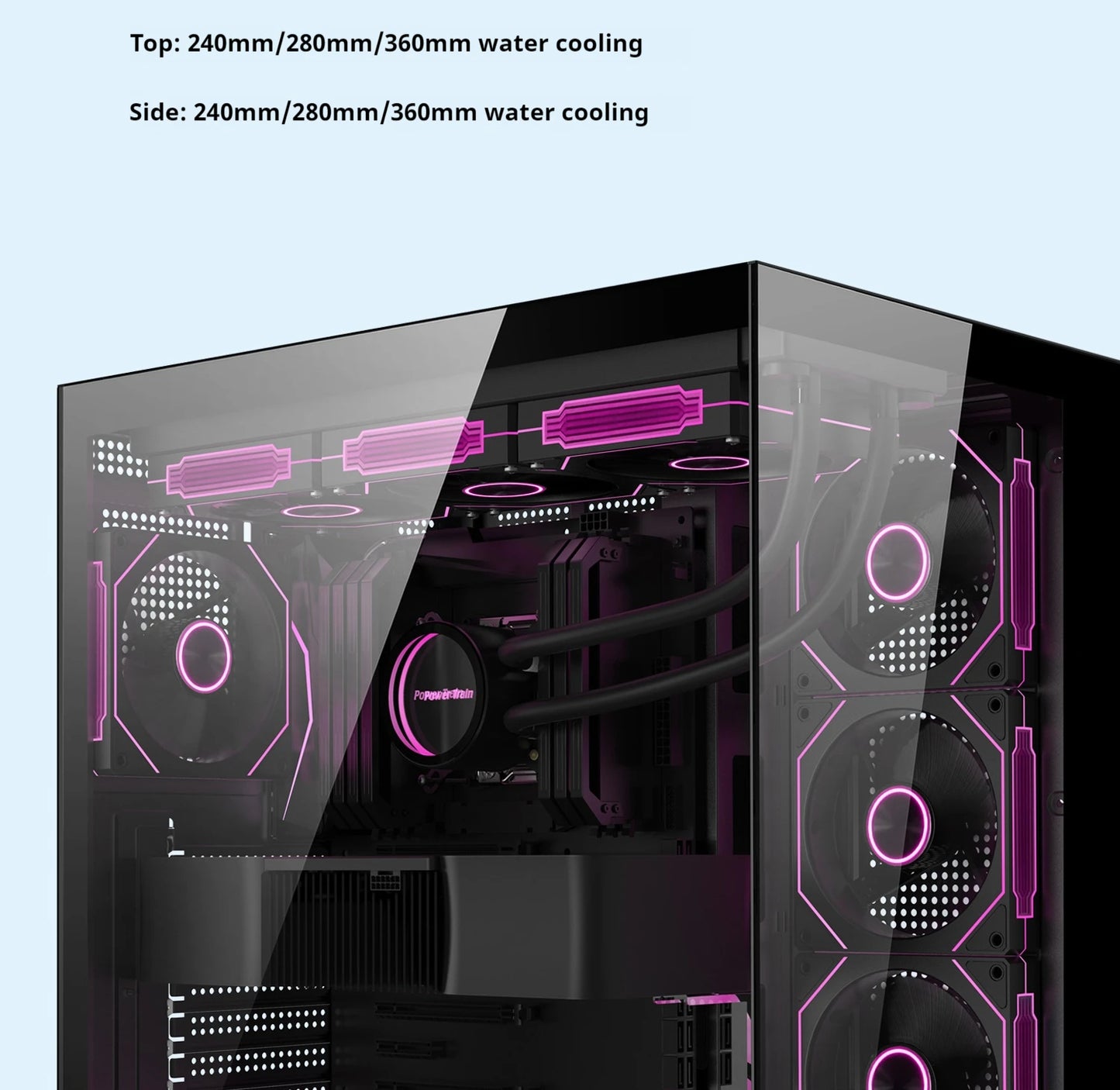 Power train Dreamland PRO ATX motherboard PC gaming 360 water-cooled Sea view room Double-sided glass gaming computer case