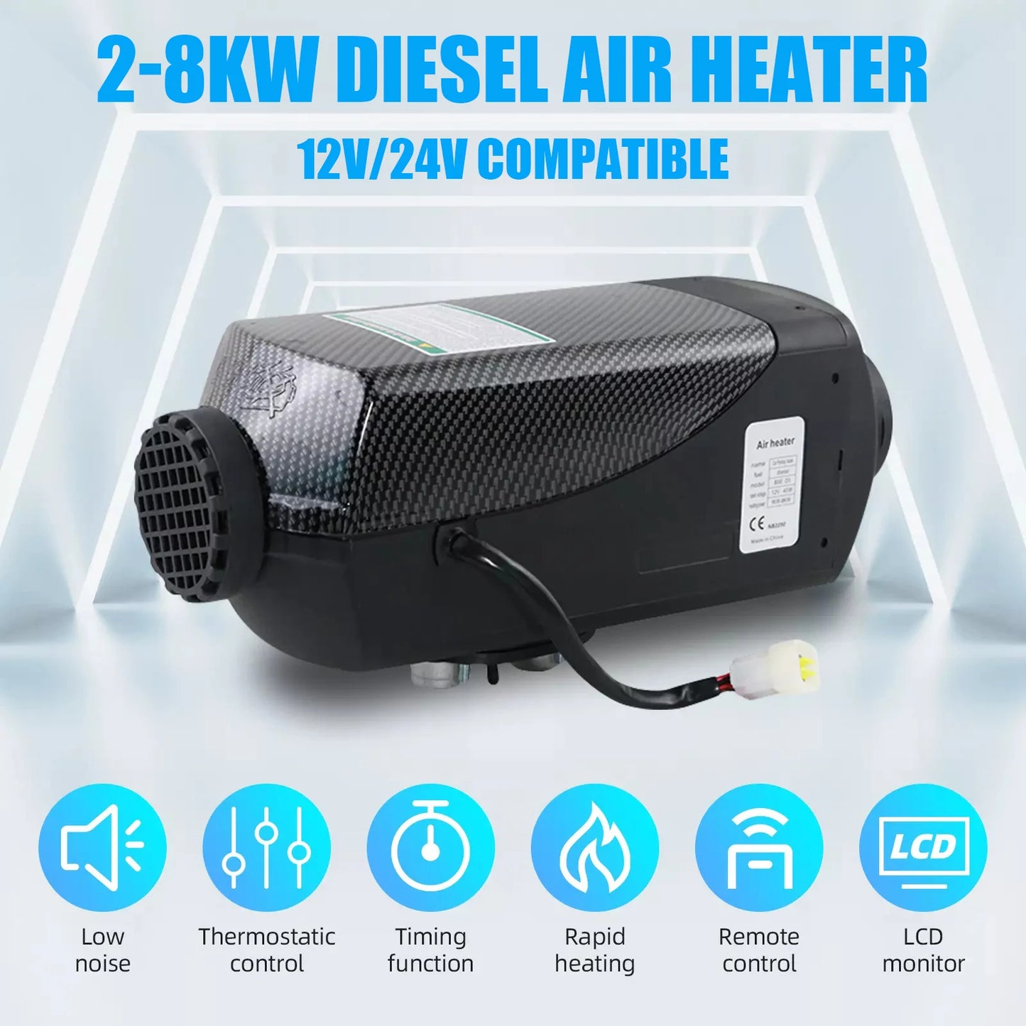 12V/24V Car Heater 2KW/5KW/8KW Diesel Air Heater 6-Buttons LCD Thermostat Parking Heater Fast Heating For Truck Camper Van