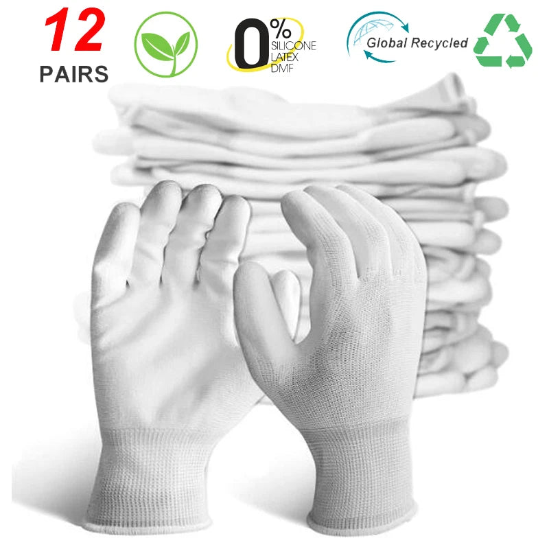 24Pieces/12Pairs Professional Working Protective Gloves For Men Construction Women Garden Nylon Running Glove Obtained CE EN388.