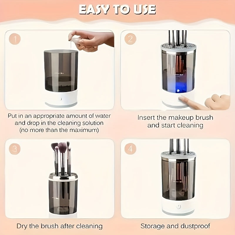 1pc USB-Powered Electric Makeup Brush Cleaner - -like Operation (No Batteries), Plug & Play, Fragrance-Free, Compact & Portable for Travel, Makeup Sponges & Egg-Shaped Beauty Tools, USB-Powered Cleaning Device